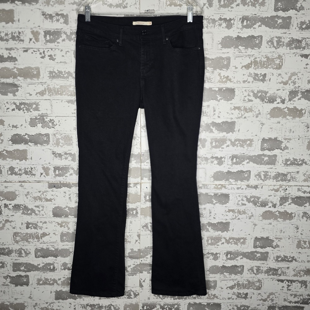 Levis 715 Bootcut Jeans Womens 31 Black Stretch Denim Bohemian Comfort